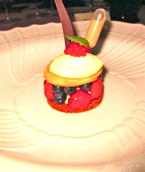 Raspberry caviar desert. 